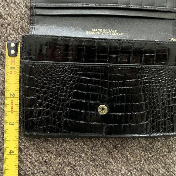 GENUINE CROCODILE Bi-Fold Women's Wallet Goldtone Paloma Picasso Couture ITALY - Picture 9 of 16